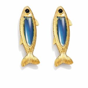 New! Bloom Social Gold Fish Statement Earrings NWOT (2016)
